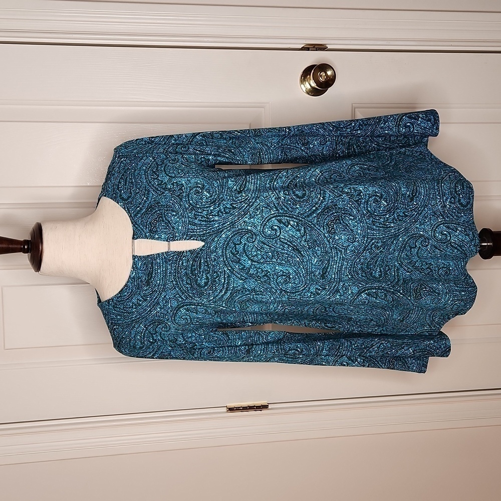 Michael Kors Turquoise Paisley Print Blouse Size S
